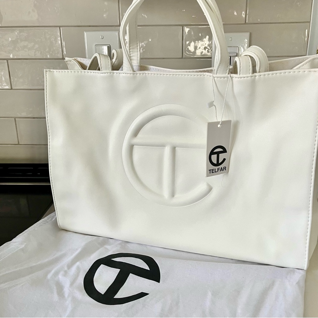 Telfar Medium White Shopping Bag